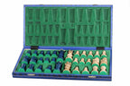 Juego de ajedrez de madera azul Ambassador con incrustaciones quemadas – Tamaño n.° 5