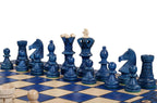 Juego de ajedrez de madera azul Ambassador con incrustaciones quemadas – Tamaño n.° 5