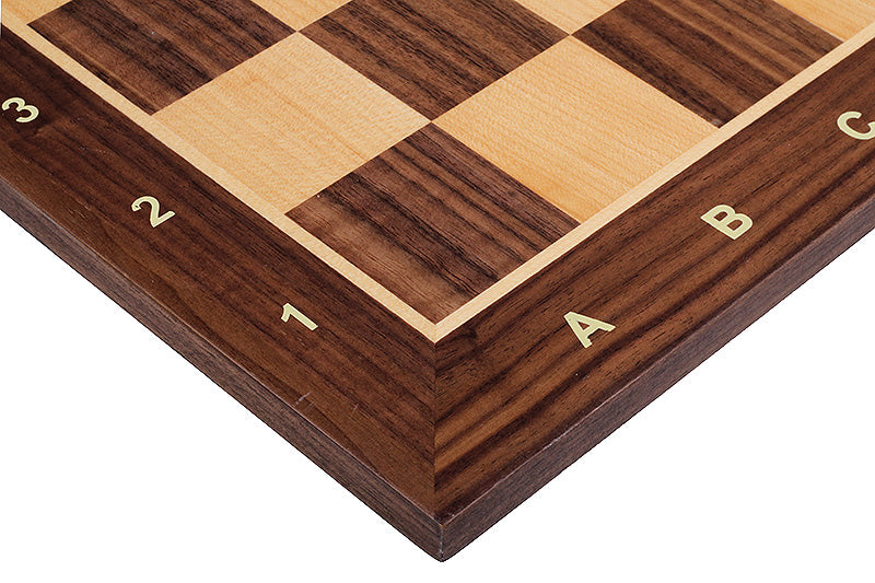 Tablero de ajedrez de nogal y sicomoro de 17,3″ con notación, estilo torneo