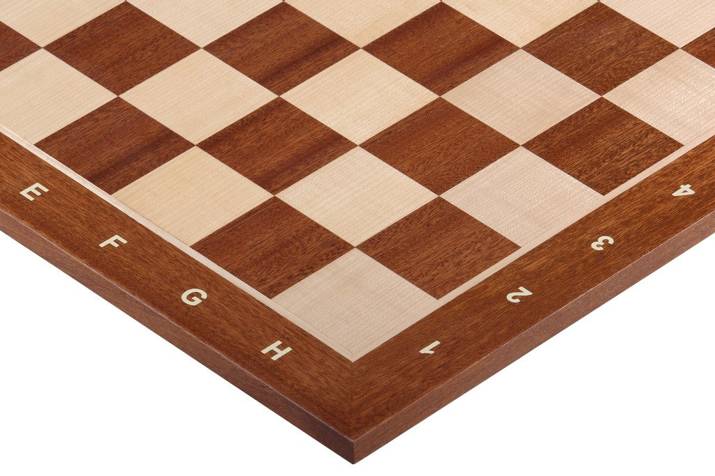 Tablero de ajedrez de caoba y sicomoro de 18,9″ – Con anotación