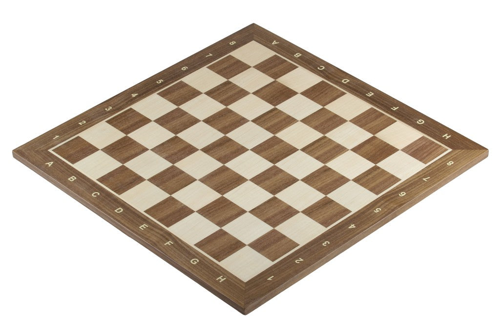 Tablero de ajedrez de torneo de marquetería de nogal y sicomoro (15,7")