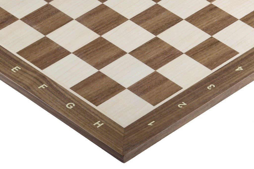 Tablero de ajedrez de torneo de marquetería de nogal y sicomoro (15,7")