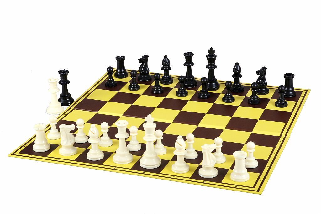 Tablero de ajedrez plegable de cartón de 19,7″, amarillo y marrón, con anotación