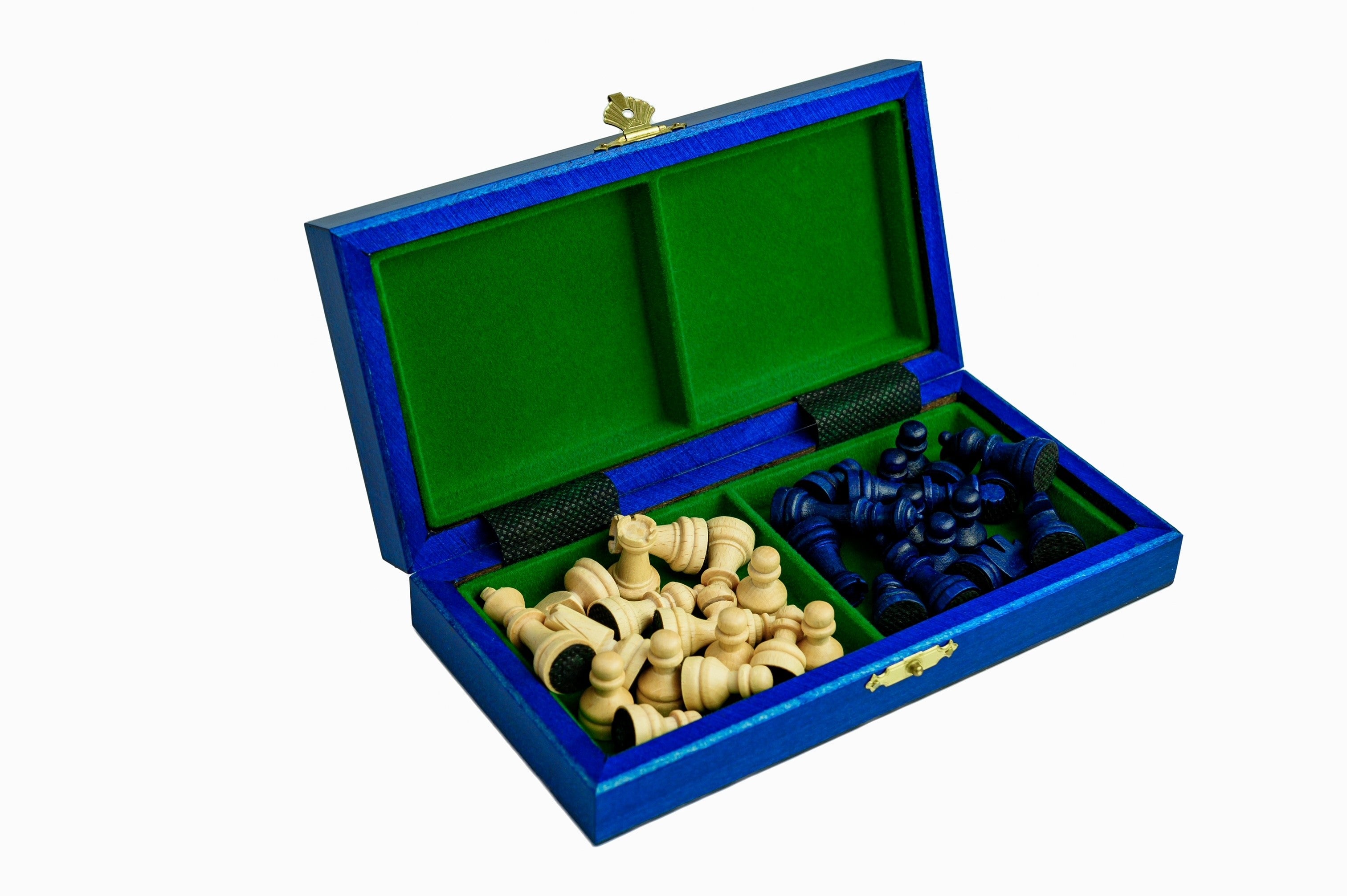 Mini ajedrez magnético de madera azul (1,18" King)