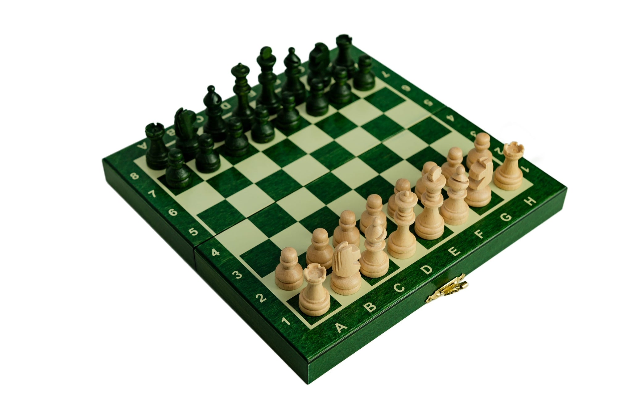 Minijuego de ajedrez magnético de madera – Verde (tablero de 8″)